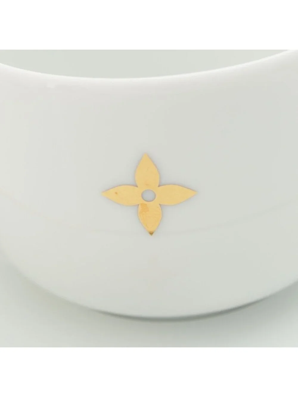 Louis Vuitton Porcelain Bowl Tea Cup & Saucer Set 4 Guest Tableware White Gold